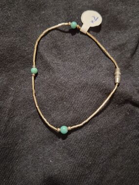 Liquid Silver Bracelet with Turquoise Beads - Women Jewelry